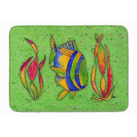 Carolines Treasures Carolines Treasures 8568RUG Tropical Fish on Green Machine Washable Memory Foam Mat 8568RUG